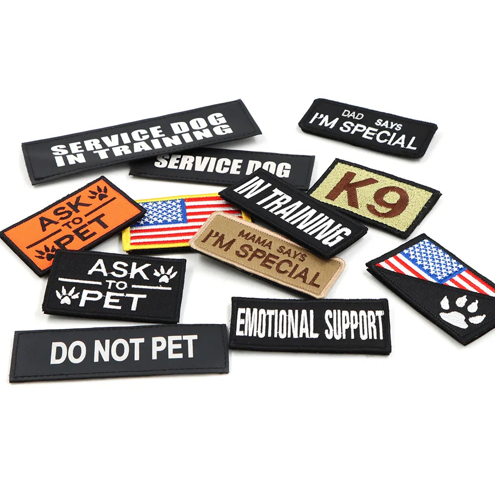 ID Badge Patches for Dog Harness - Hook and Loop Attachments