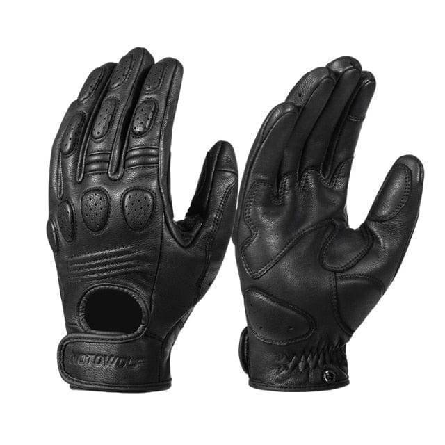 Classic Leather Motorcycle Gloves in Sheepskin Style