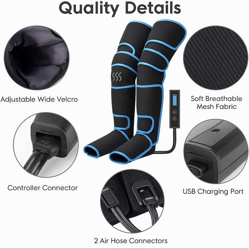 Full Leg Compression Massager Device for Enhanced Blood Circulation