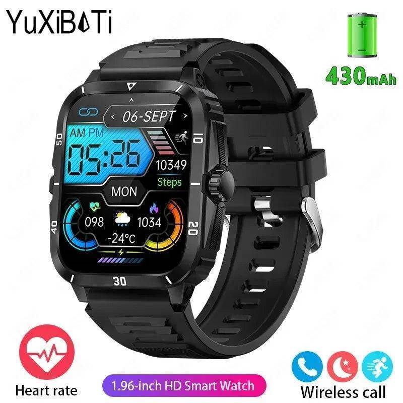 Men's Durable Military-Style Smartwatch with Bluetooth Calling & Fitness Tracking