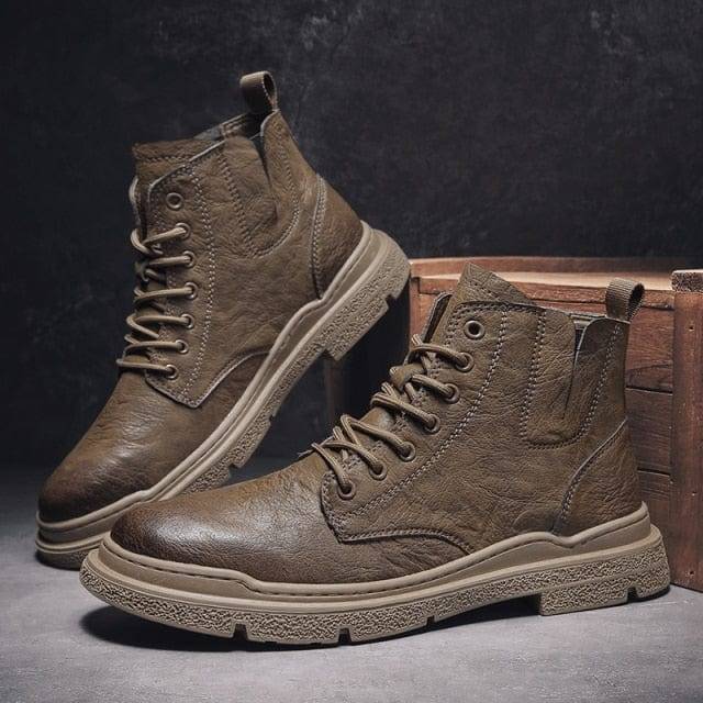 Men's Vintage Leather Ankle Boots - Durable and Stylish Footwear