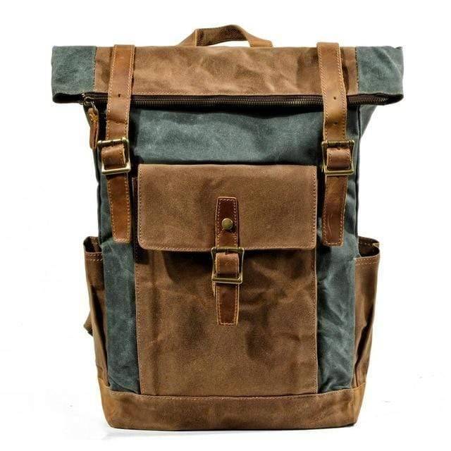 Durable Vintage Canvas and Leather Backpack for Men