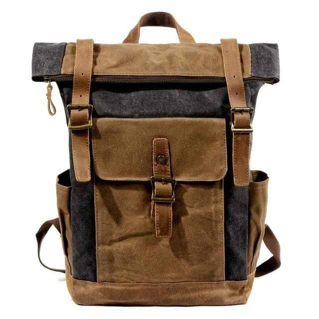 Durable Vintage Canvas and Leather Backpack for Men