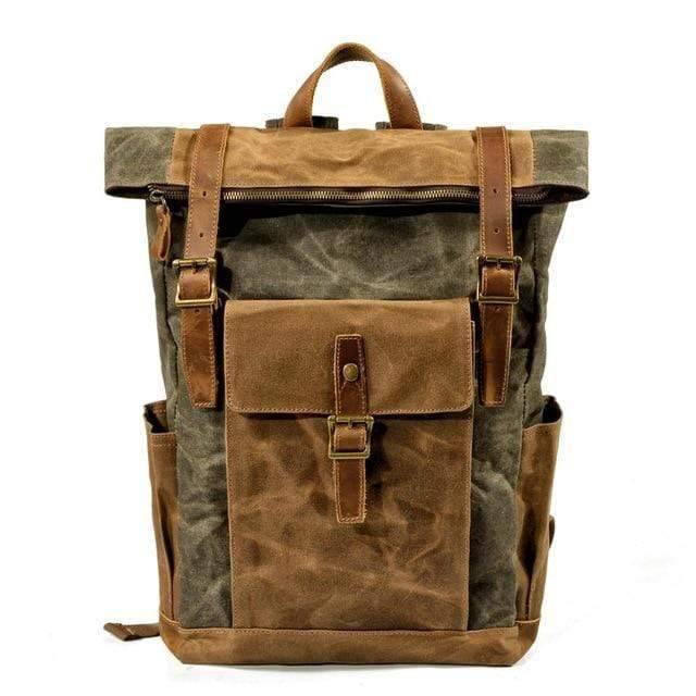 Durable Vintage Canvas and Leather Backpack for Men