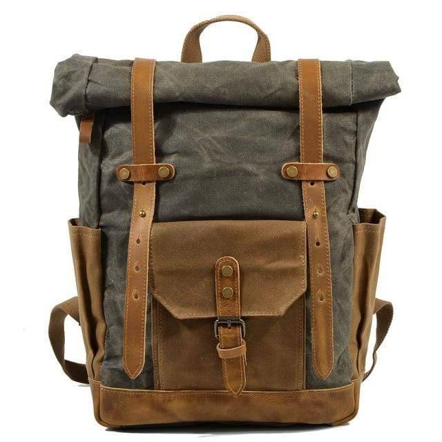 Durable Vintage Canvas and Leather Backpack for Men