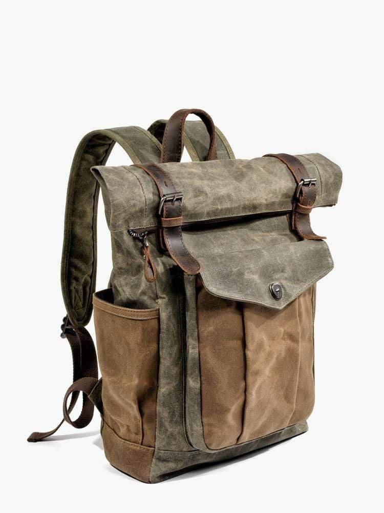 Durable Vintage Canvas and Leather Backpack for Men