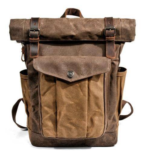 Durable Vintage Canvas and Leather Backpack for Men