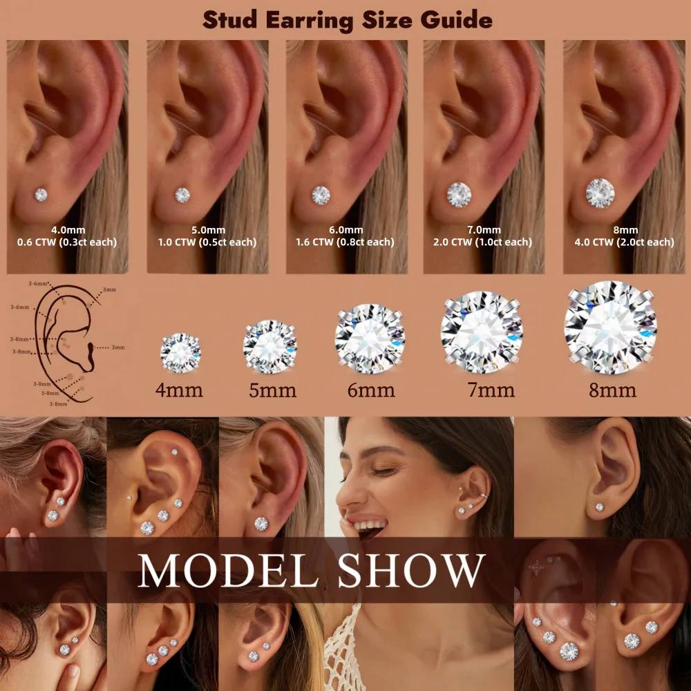Classic 4-Prong Moissanite Stud Earrings for Daily Wear