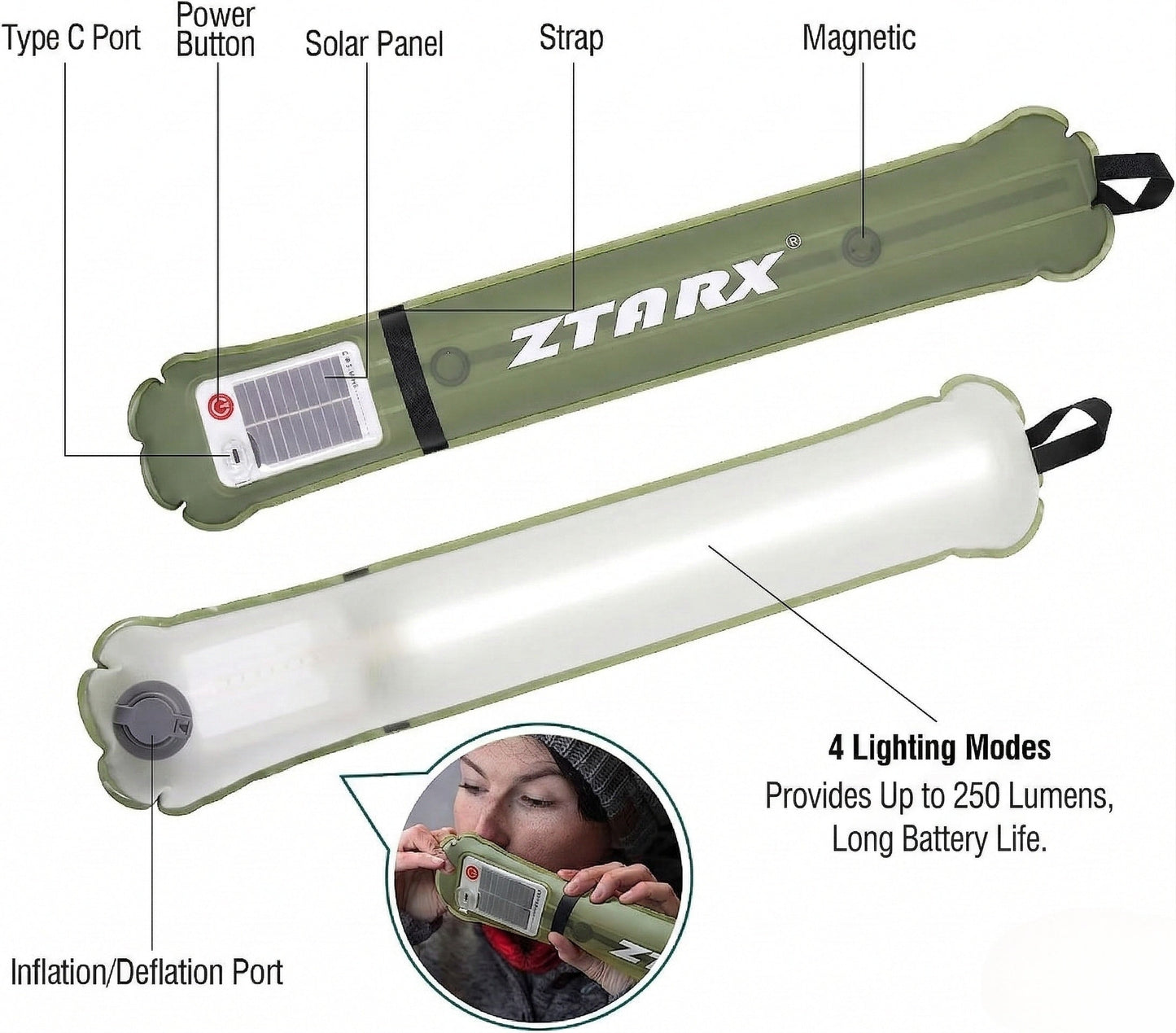 LED Waterproof Lantern for Camping - Inflatable Solar Light