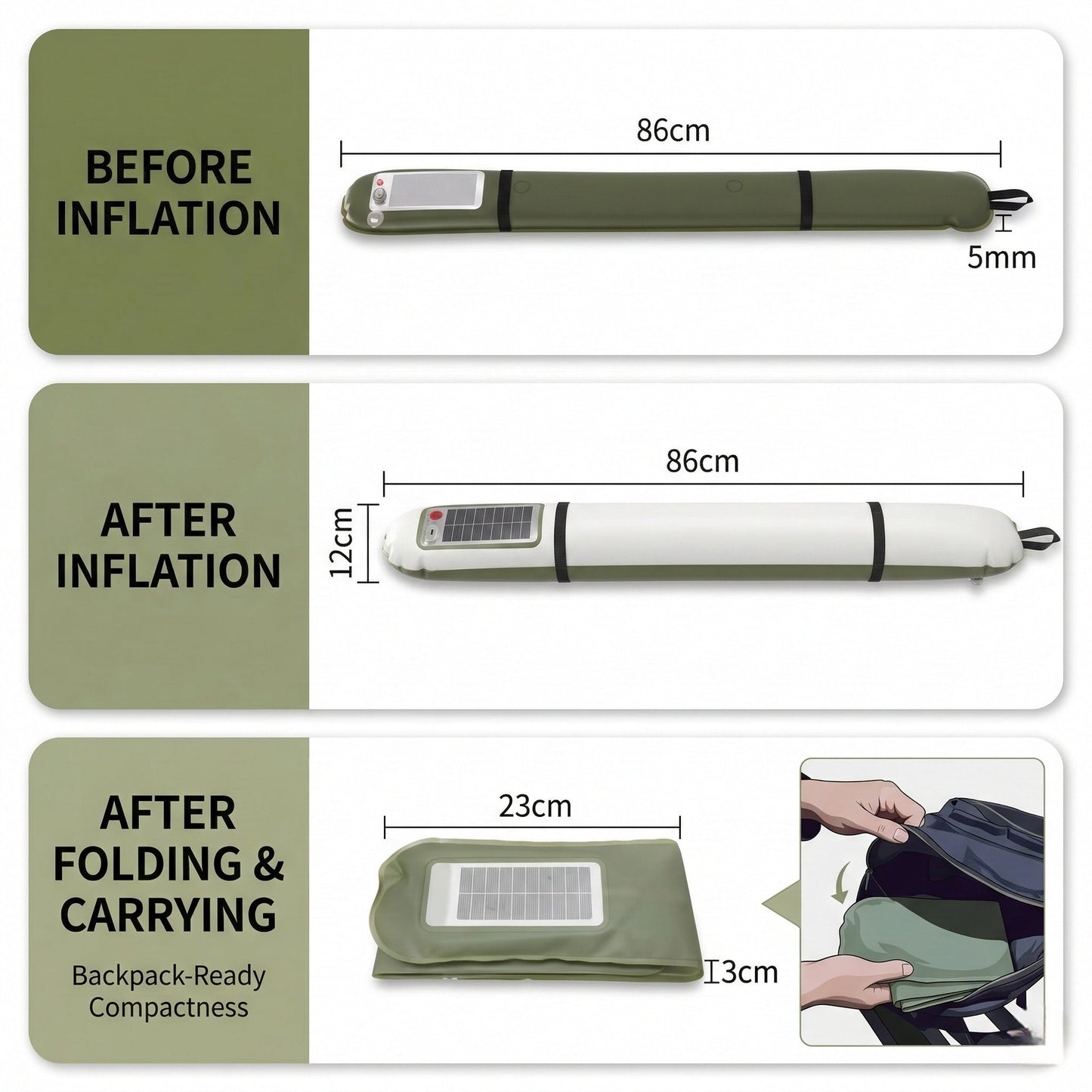 LED Waterproof Lantern for Camping - Inflatable Solar Light