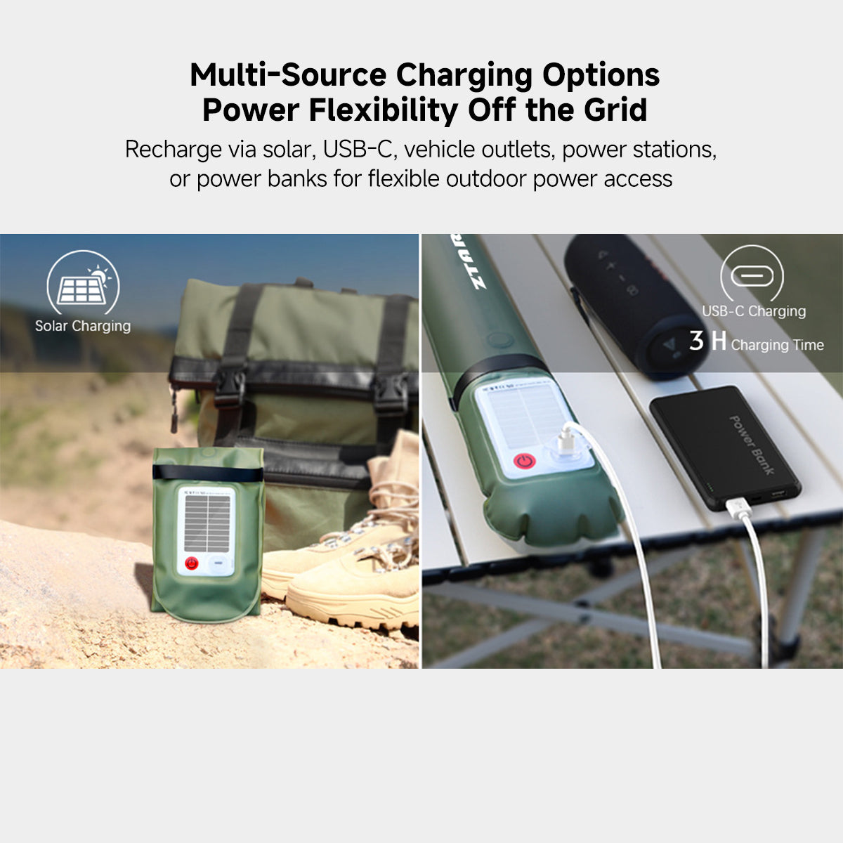 LED Waterproof Lantern for Camping - Inflatable Solar Light