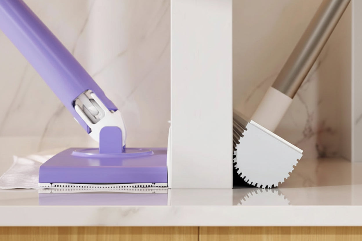 Compact Mini Mop with 360° Rotation – Hands-Free Cleaning Tool & 10 Wet Wipes