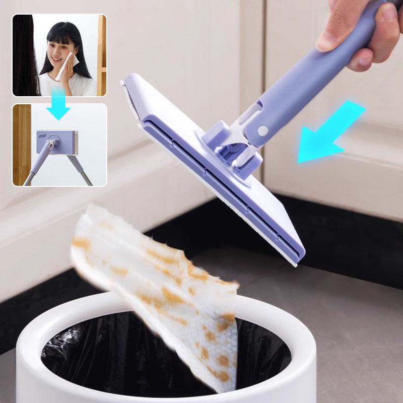 Compact Mini Mop with 360° Rotation – Hands-Free Cleaning Tool & 10 Wet Wipes