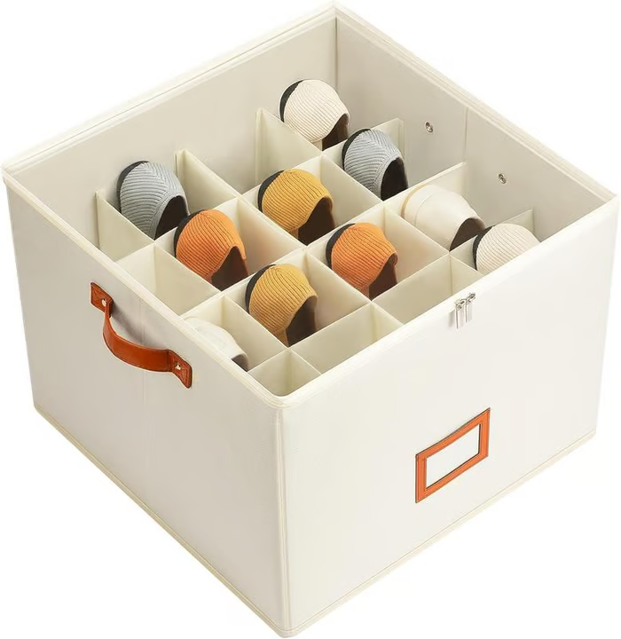 Foldable Fabric Shoe Storage Box with Lid