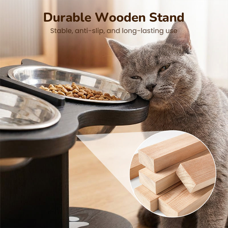 Ergonomic Pet Feeder Stand with 3 Stainless Steel Bowls
