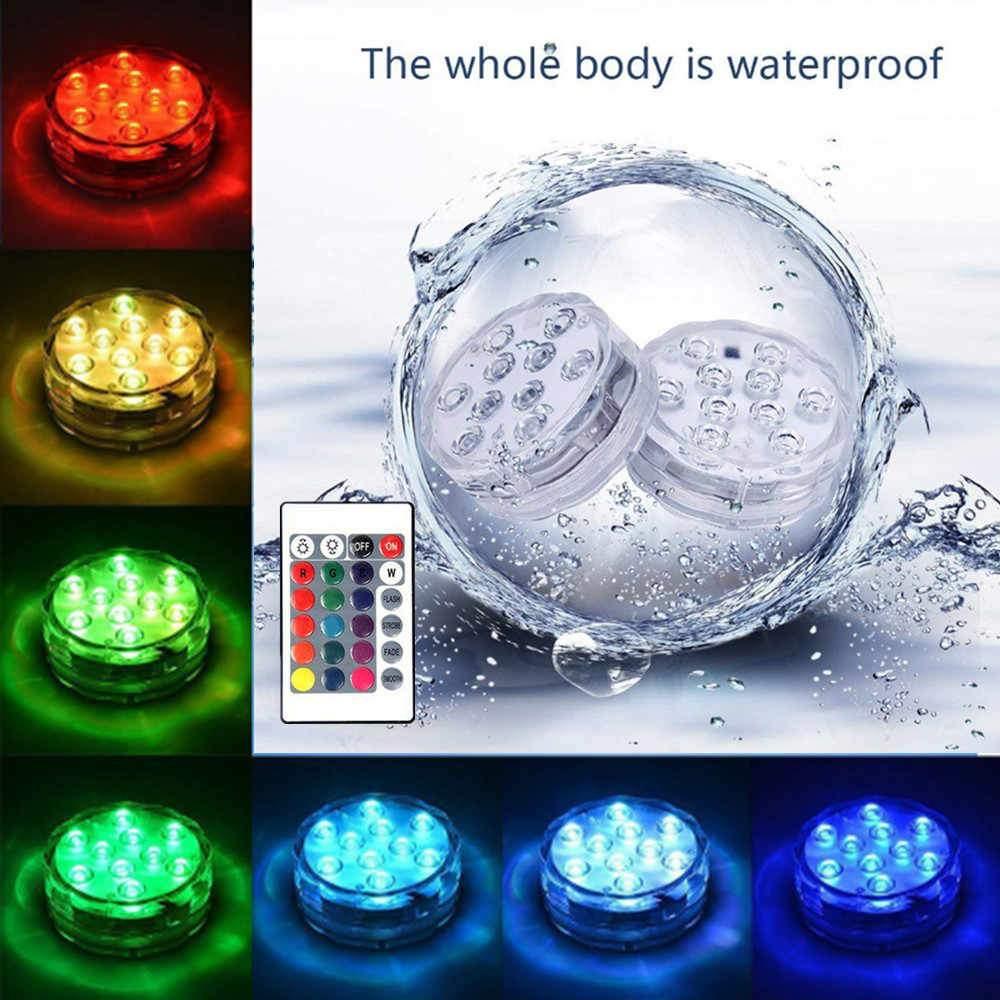 Submersible Led Lights, Remote Controlled Waterproof Multi Color Underwater Lights for Pool and Party - Decotree.co Online Shop