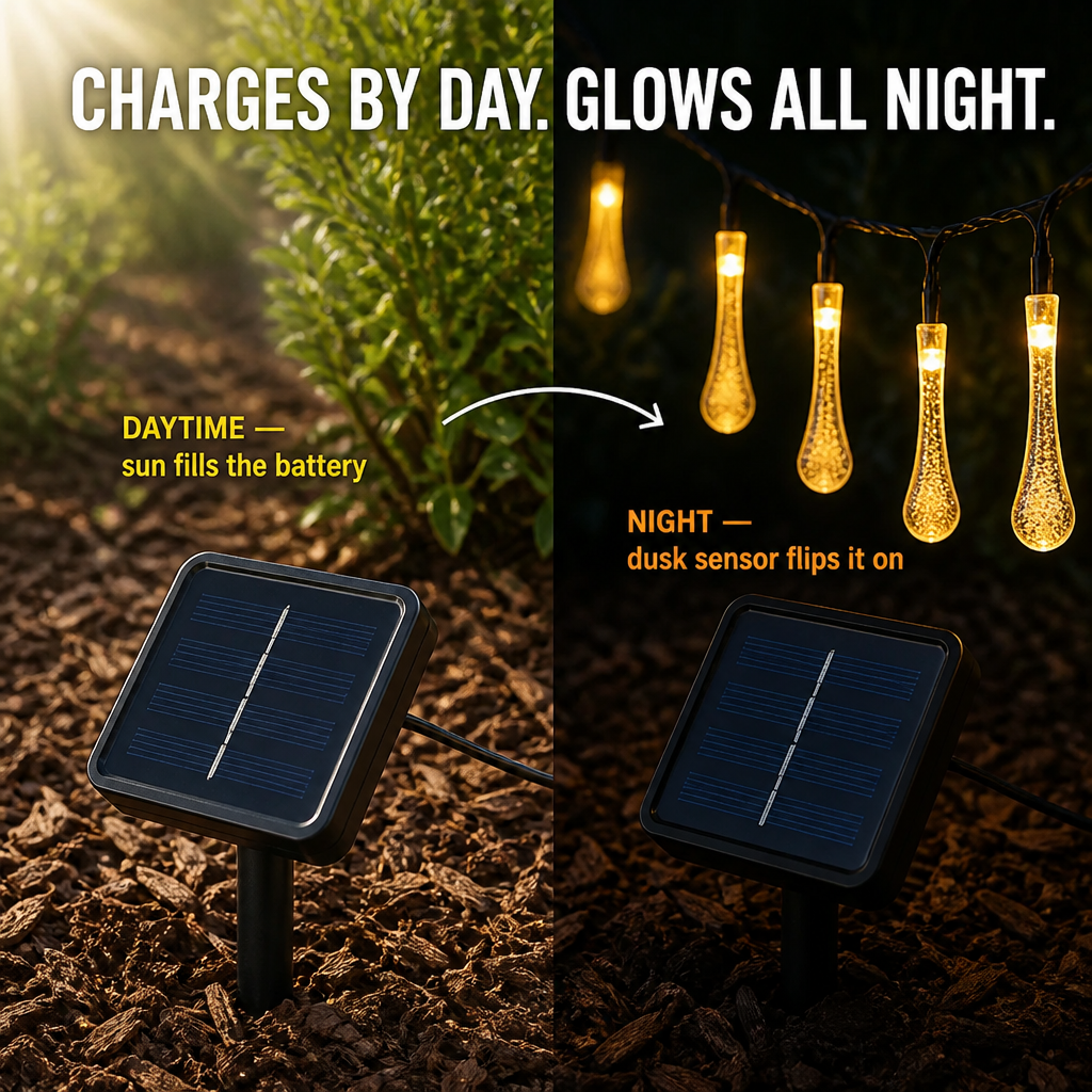 LuminaAura™ — Drape It Once, Charge by Sun, Glow All Night Outside