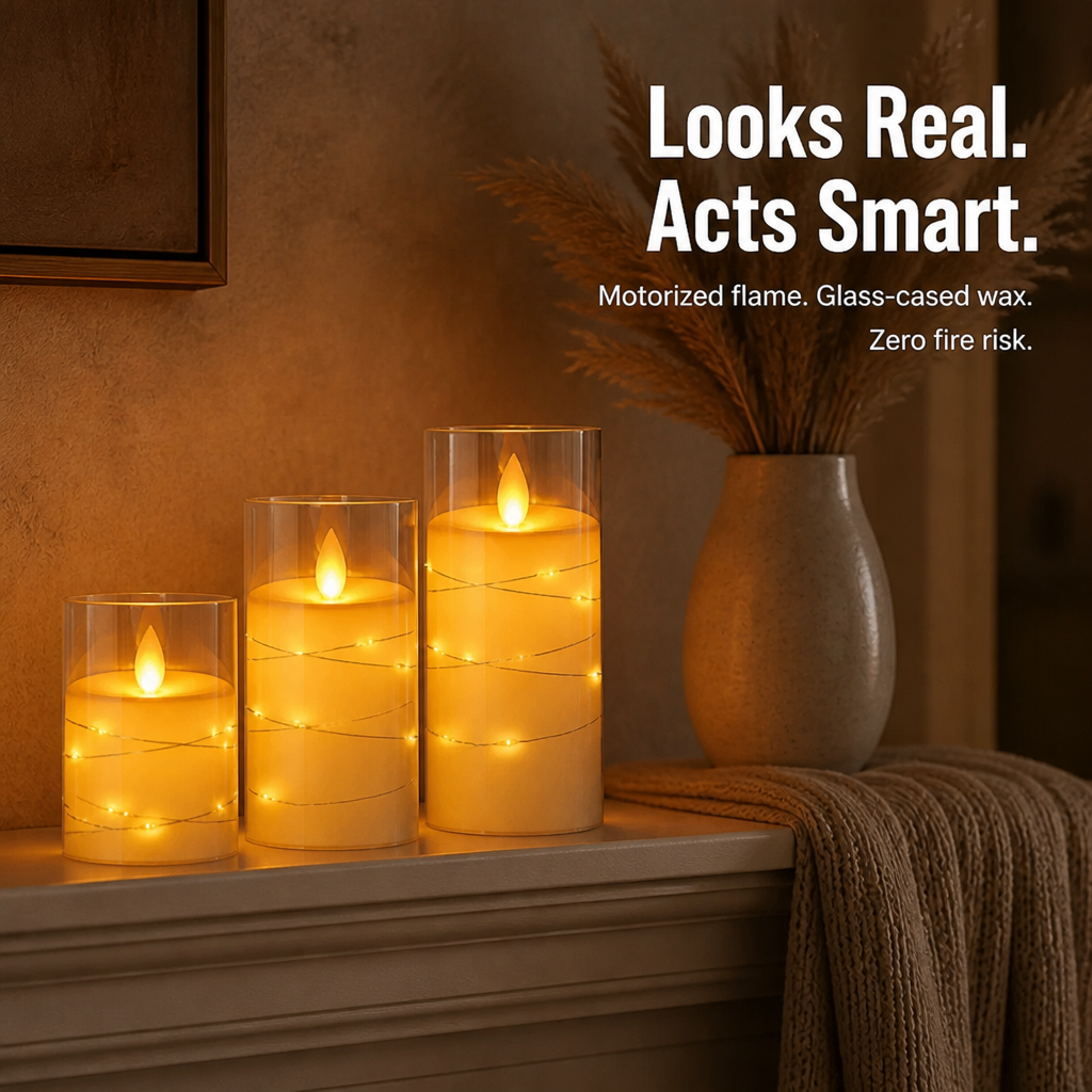 LumenaFlicker™ — Glow Like Real Candles Without the Fire, Mess, or Worry