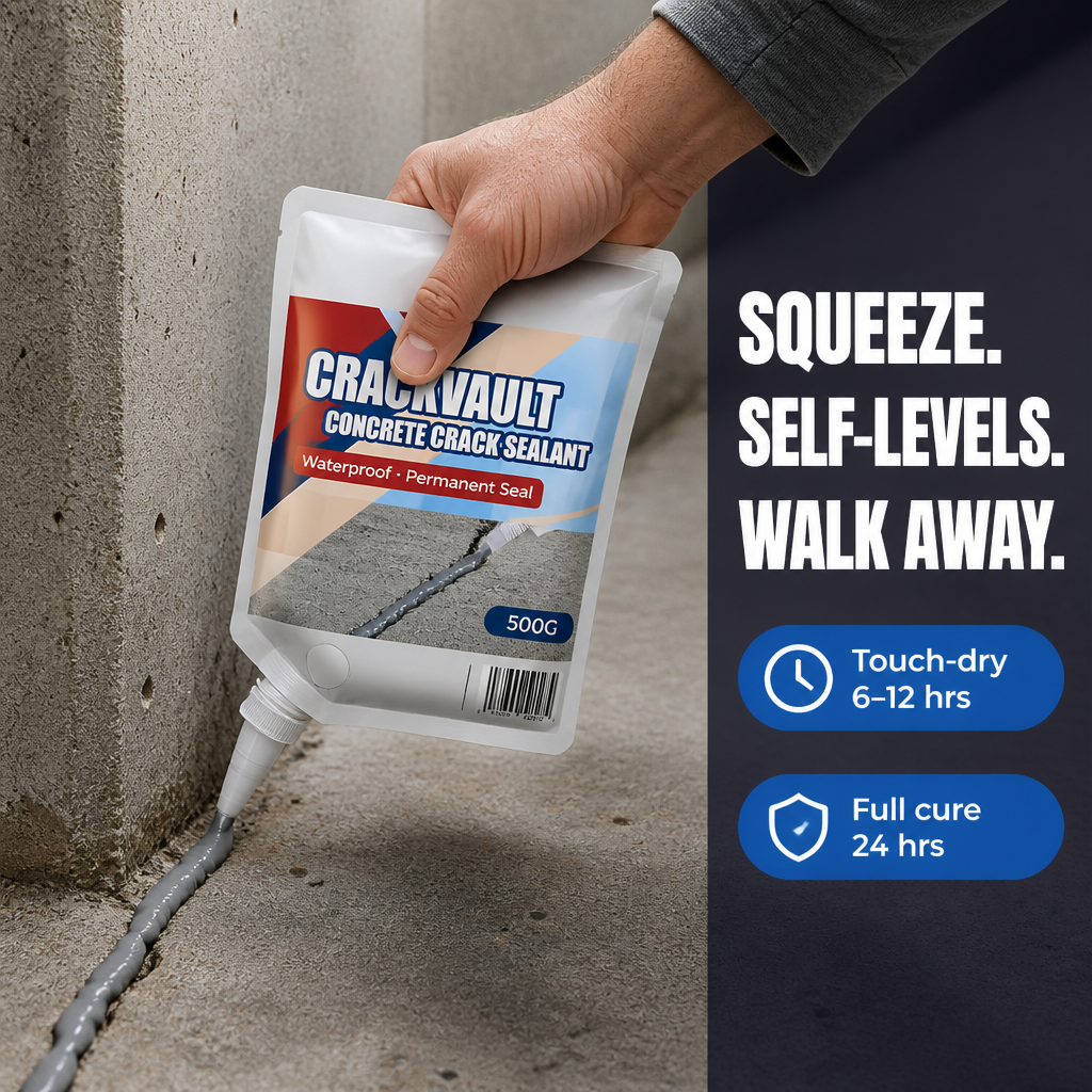 CrackVault — Fill, Seal & Waterproof Concrete Cracks In Under 10 Minutes