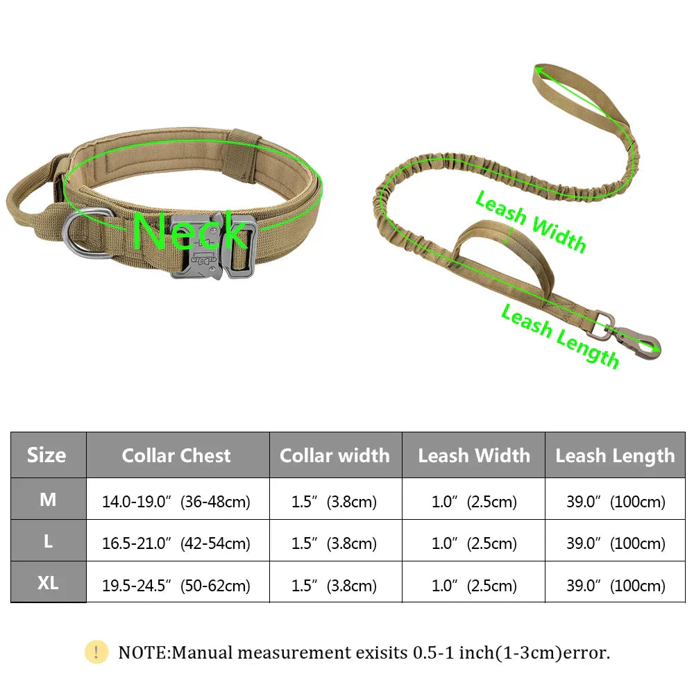 Dog Collar with Bungee Leash Set and Control Handle for Training