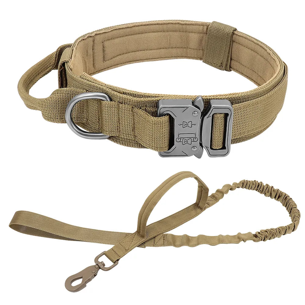 Dog Collar with Bungee Leash Set and Control Handle for Training