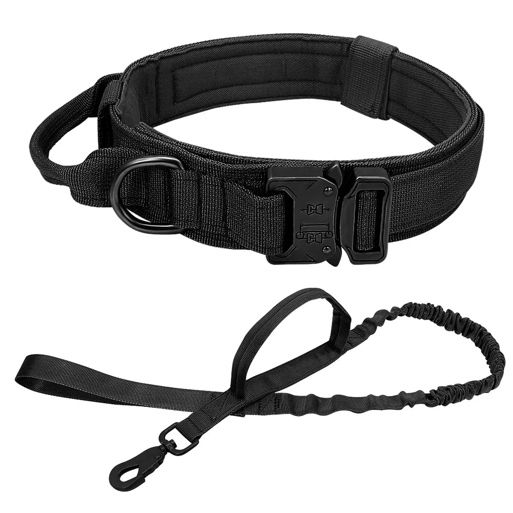 Dog Collar with Bungee Leash Set and Control Handle for Training
