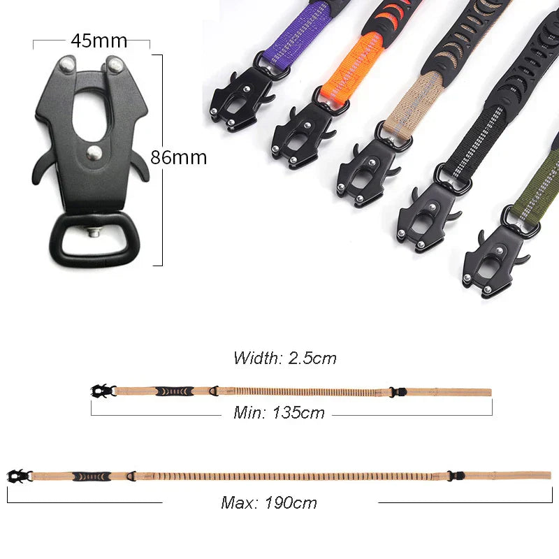 Heavy Duty Bungee Dog Leash for K9 with Two Handles