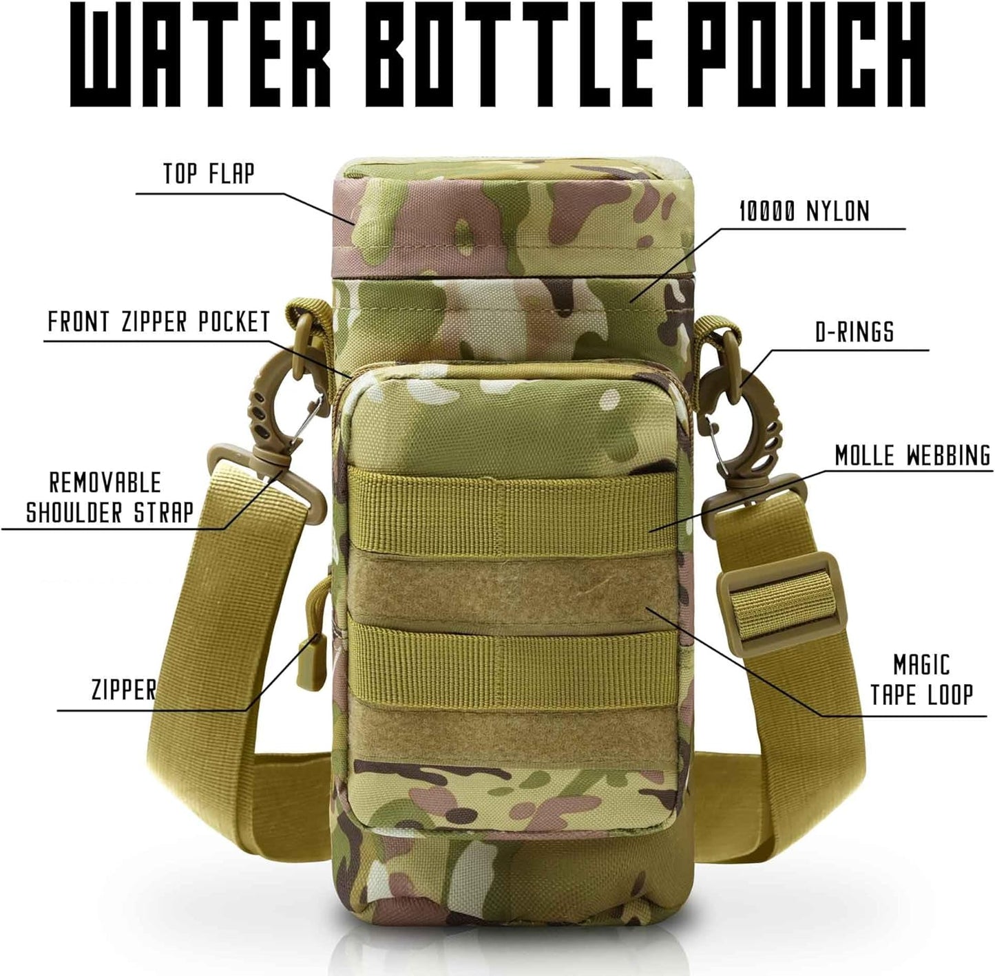 Insulated Water Bottle Holder with MOLLE Tactical Attachments
