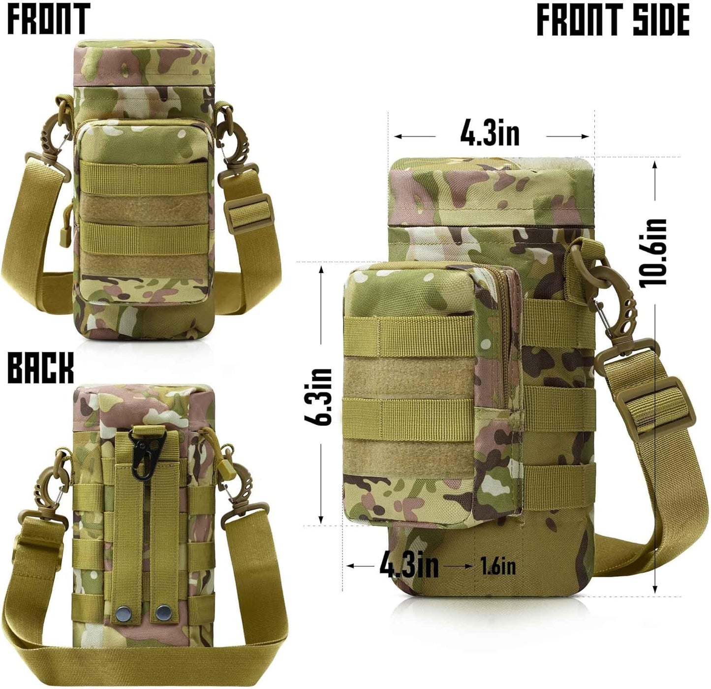 Insulated Water Bottle Holder with MOLLE Tactical Attachments