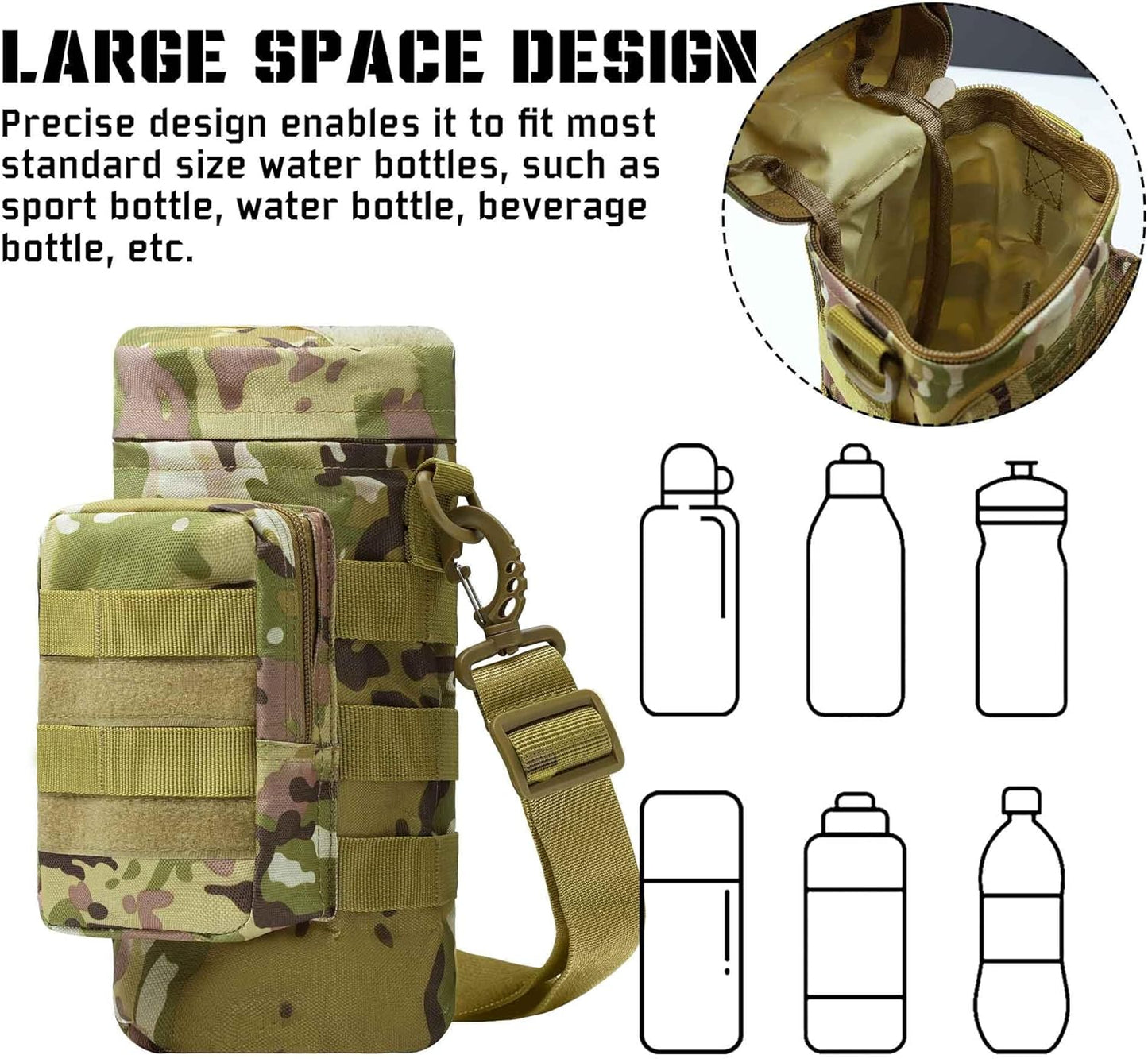 Insulated Water Bottle Holder with MOLLE Tactical Attachments