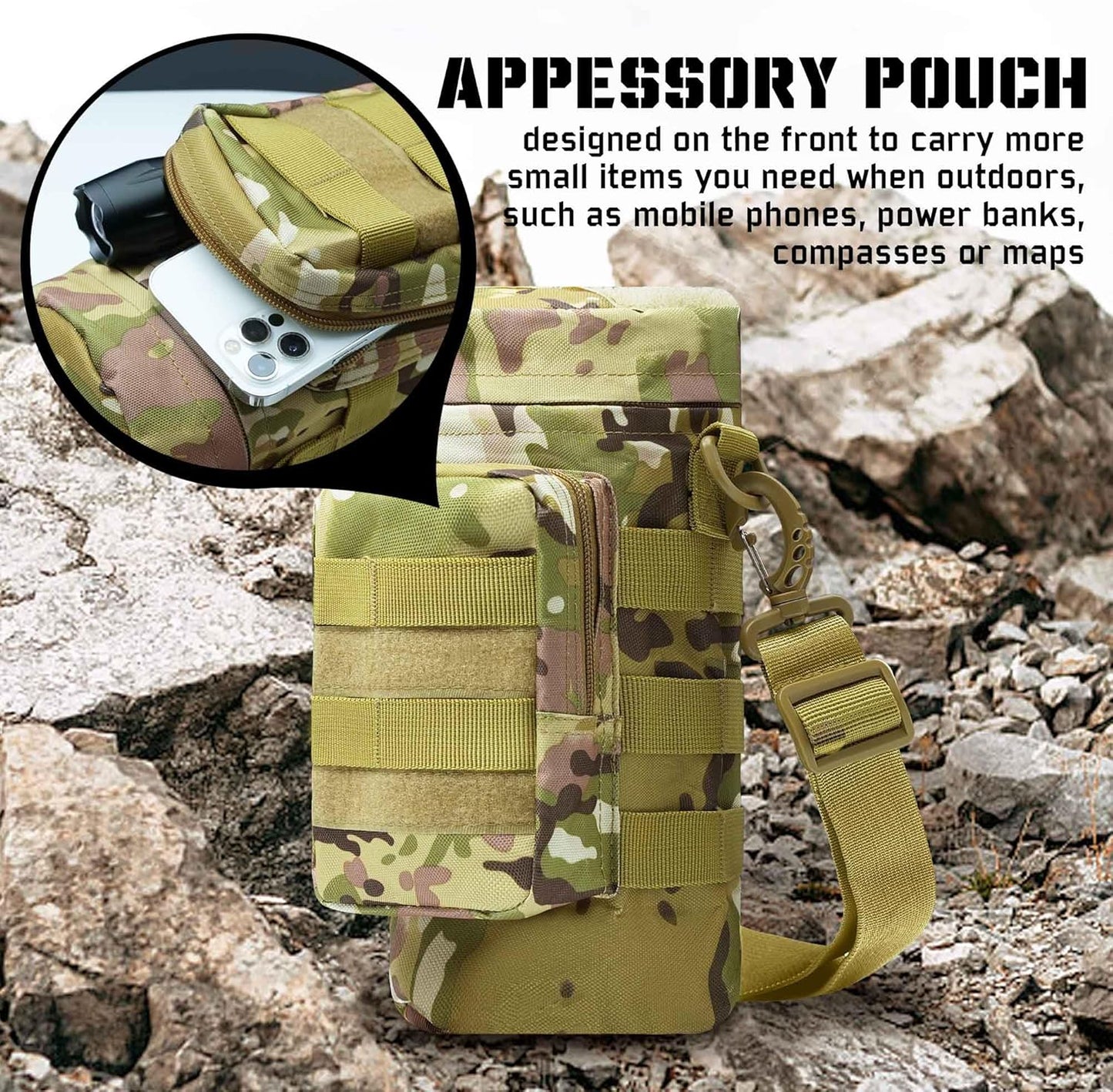 Insulated Water Bottle Holder with MOLLE Tactical Attachments
