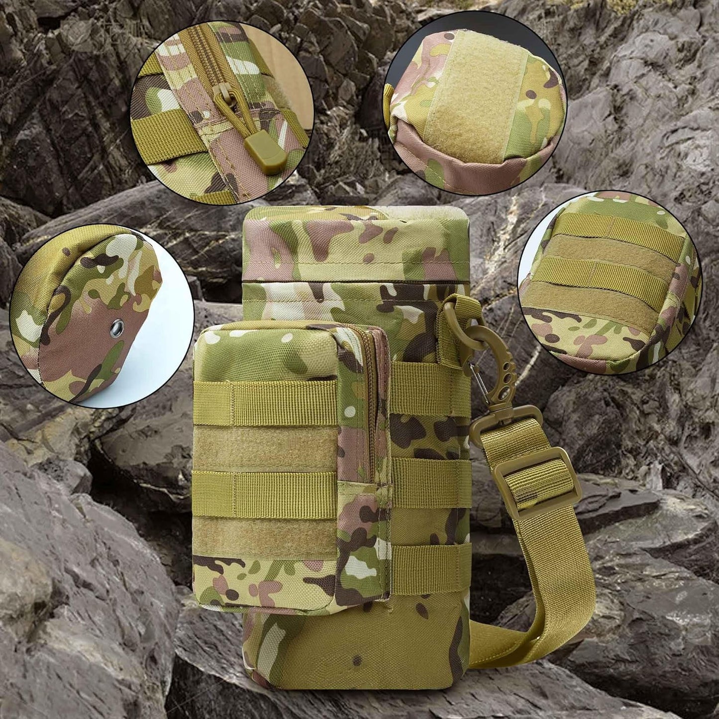 Insulated Water Bottle Holder with MOLLE Tactical Attachments