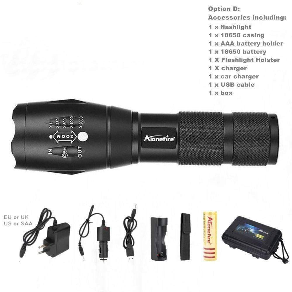 LED Flashlight with Zoom Function - Tactical Aluminum Design