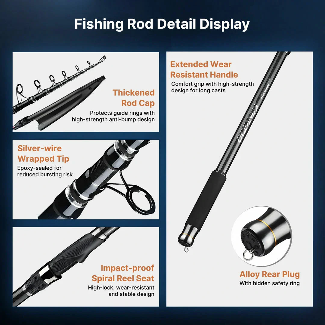 Carbon Fiber Fishing Rod with Telescopic Design