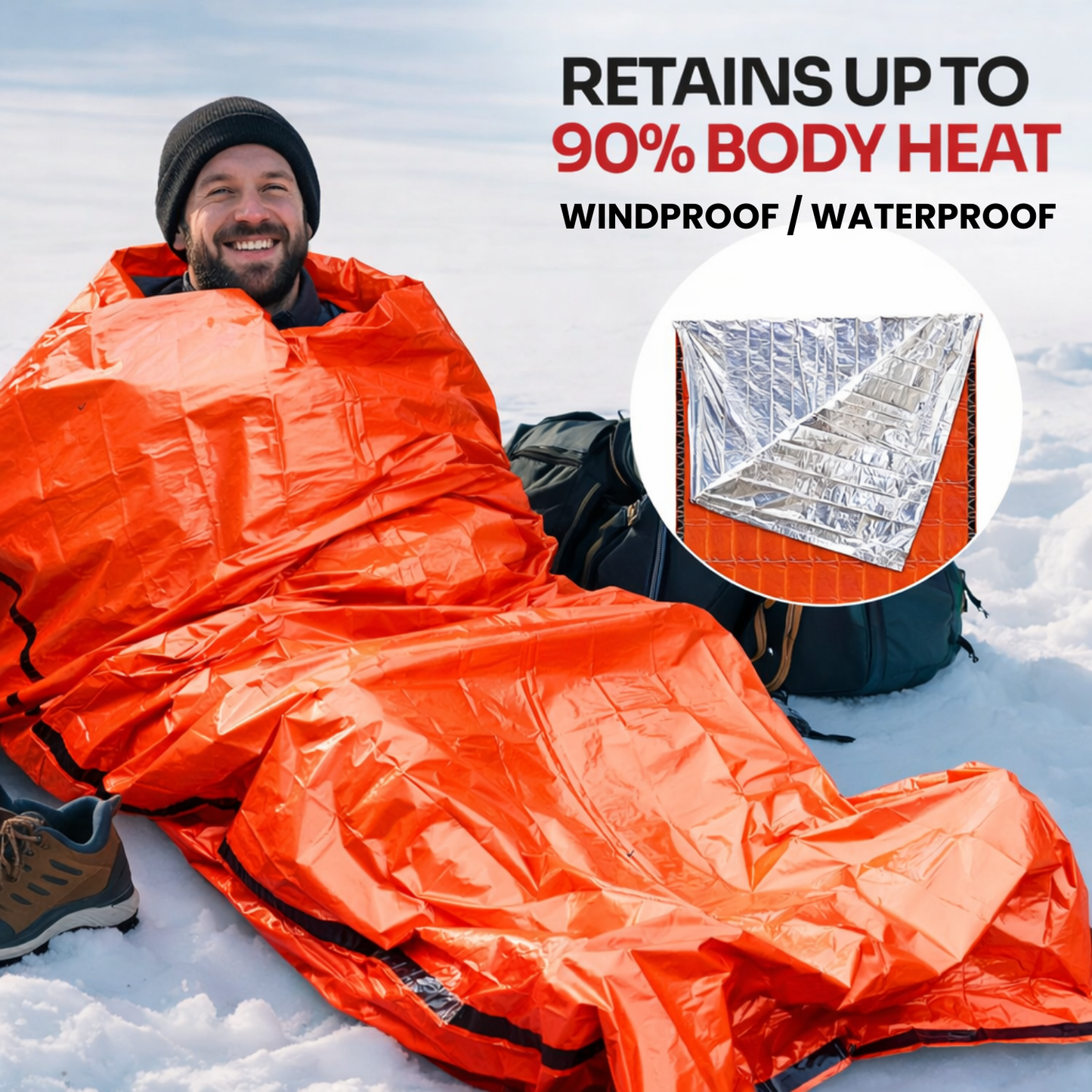 Emergency Sleeping Bag for Survival in Outdoor Conditions