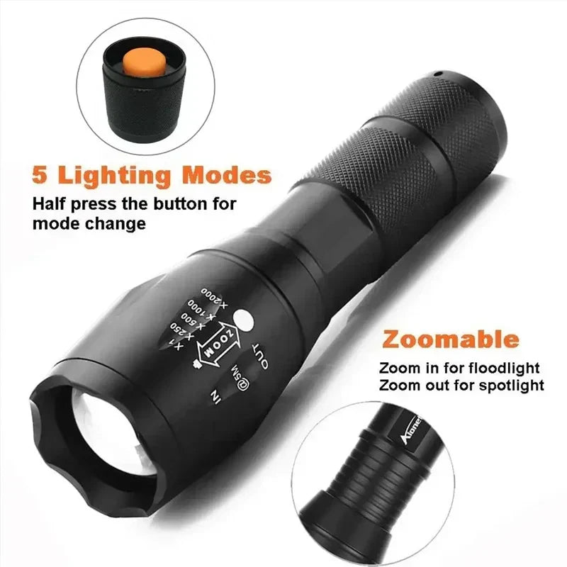 High Brightness LED Tactical Flashlights – Set of 2 with 5 Settings