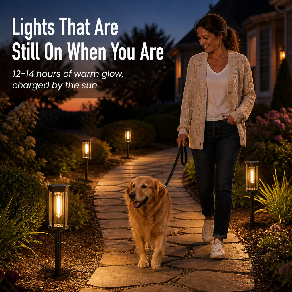 LumaRay™ — Light Your Garden Path for 12 Full Hours on One Day's Charge