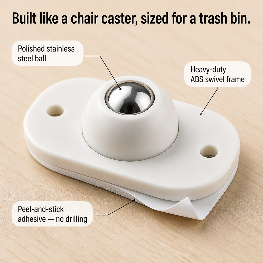 GlideSphere™ — Roll Trash Cans, Litter Boxes & Storage Bins With One Push