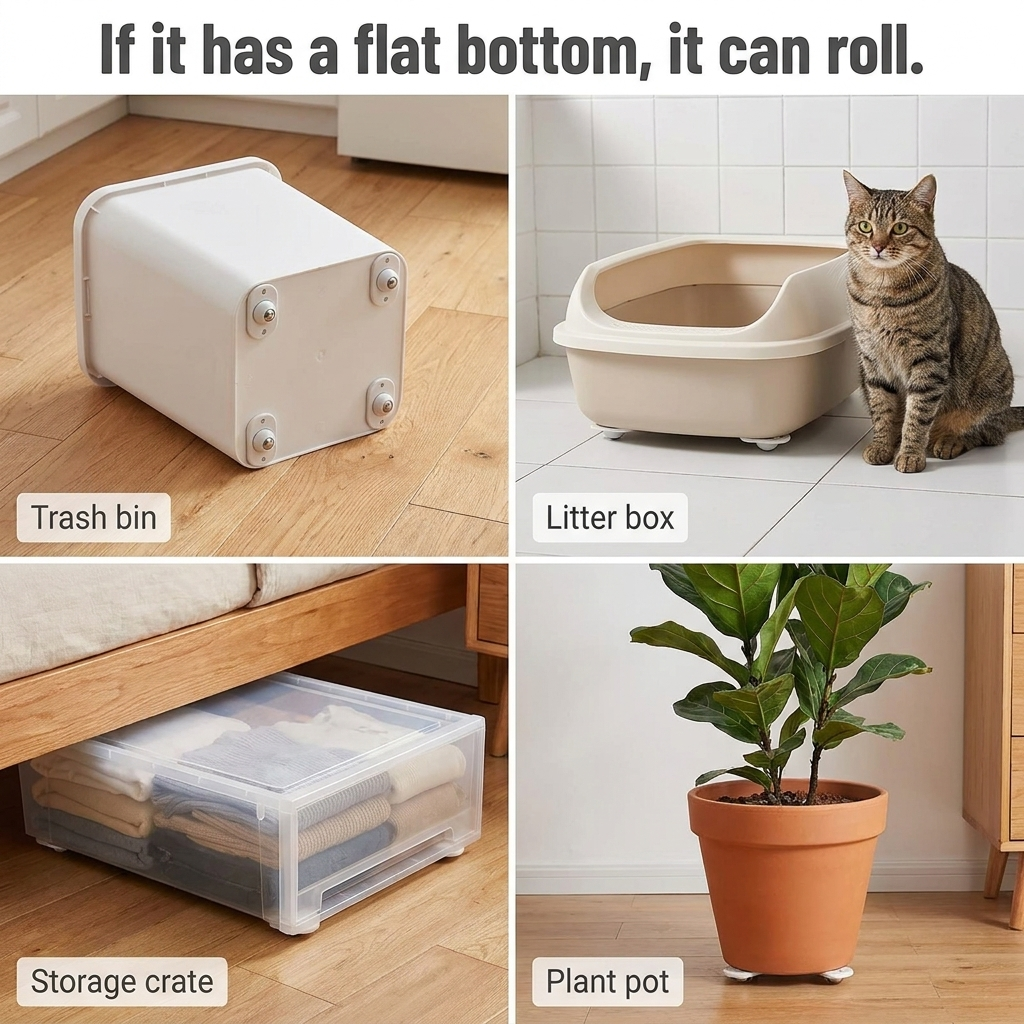 GlideSphere™ — Roll Trash Cans, Litter Boxes & Storage Bins With One Push