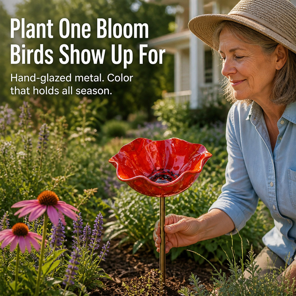LiveFlare™ — Stake One Hand-Glazed Bloom Birds and Bees Show Up For