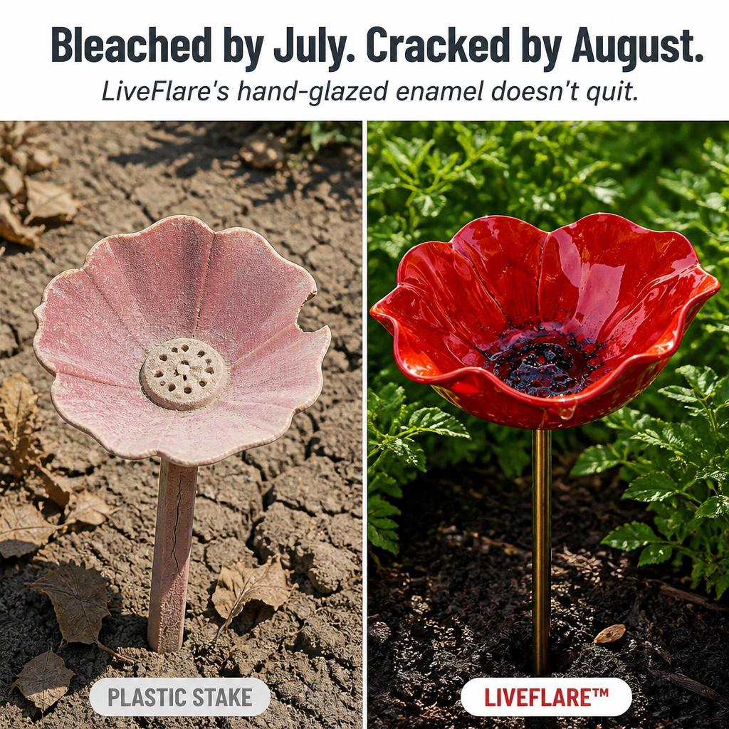 LiveFlare™ — Stake One Hand-Glazed Bloom Birds and Bees Show Up For