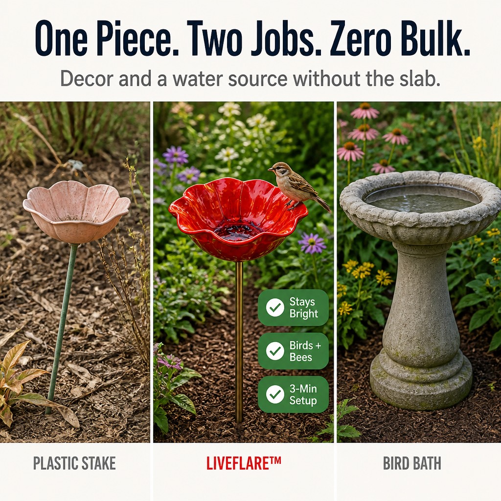 LiveFlare™ — Stake One Hand-Glazed Bloom Birds and Bees Show Up For