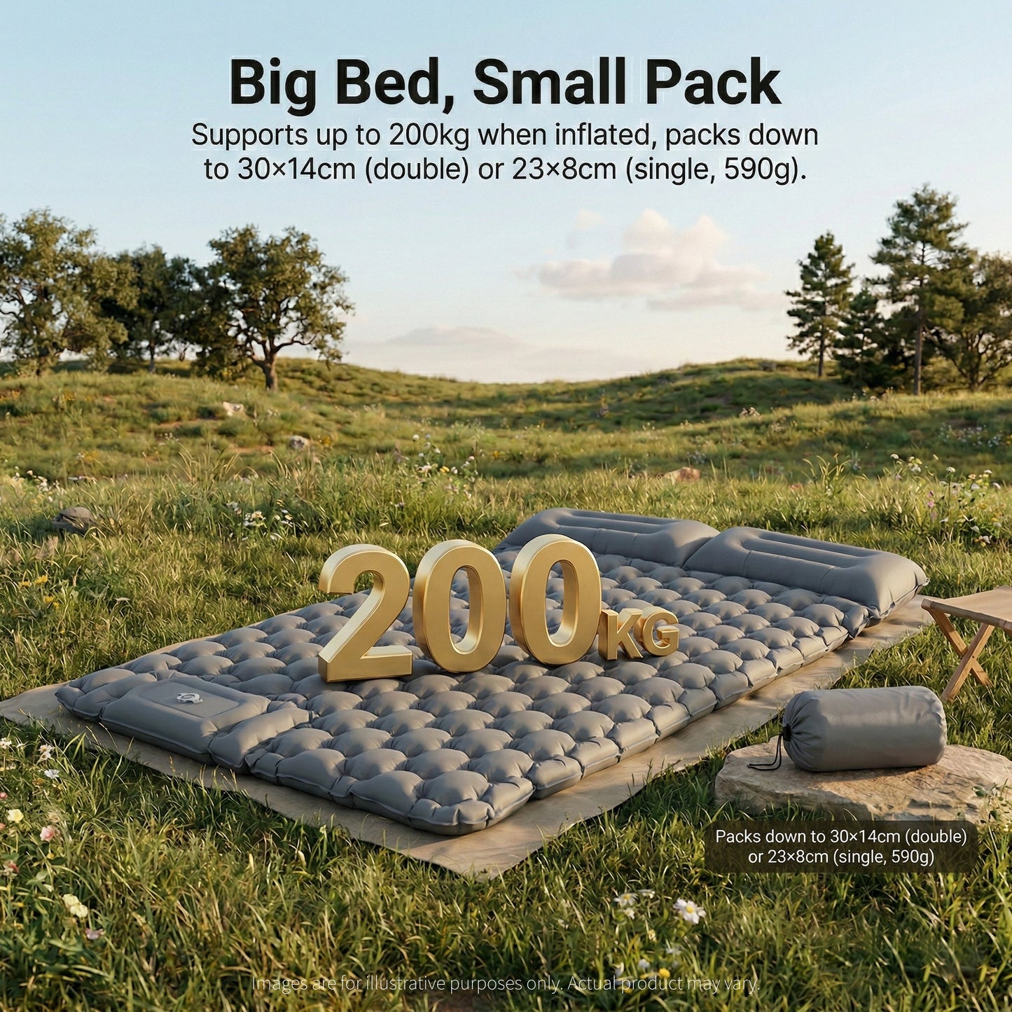 Lightweight Air Mattress for Camping - Quick Inflate Design