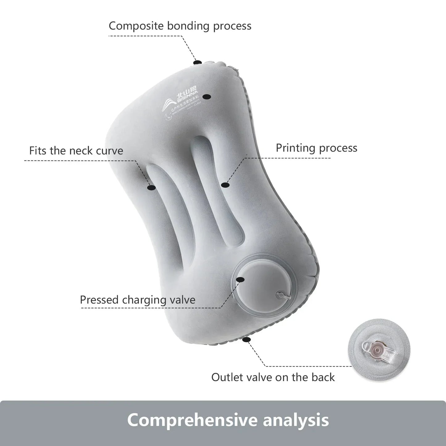 Inflatable Camping Pillow with Integrated Pump – Lightweight Design