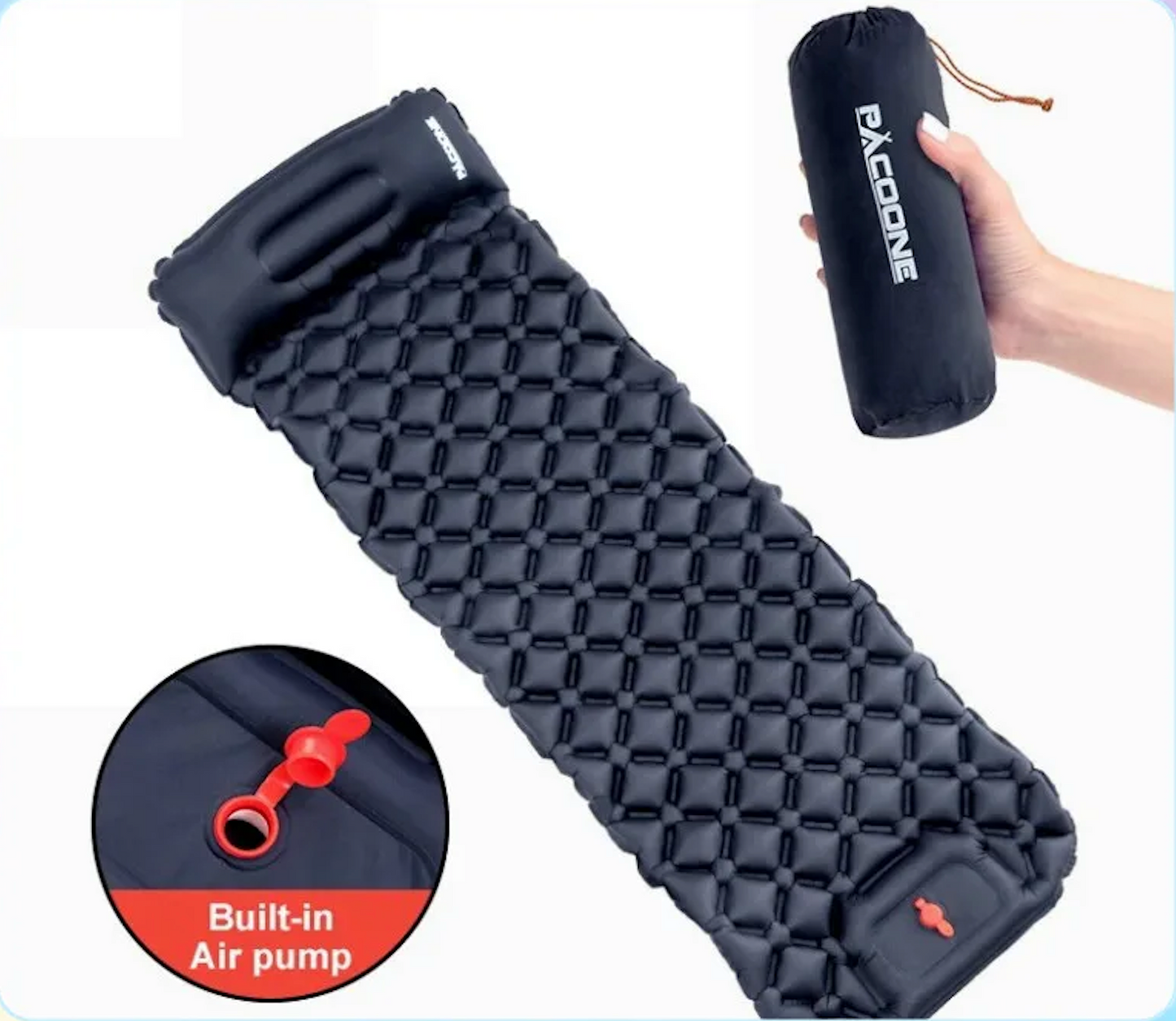 Inflatable Camping Sleeping Pad with Integrated Pump - Ultralight Design