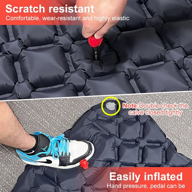 Inflatable Camping Sleeping Pad with Integrated Pump - Ultralight Design