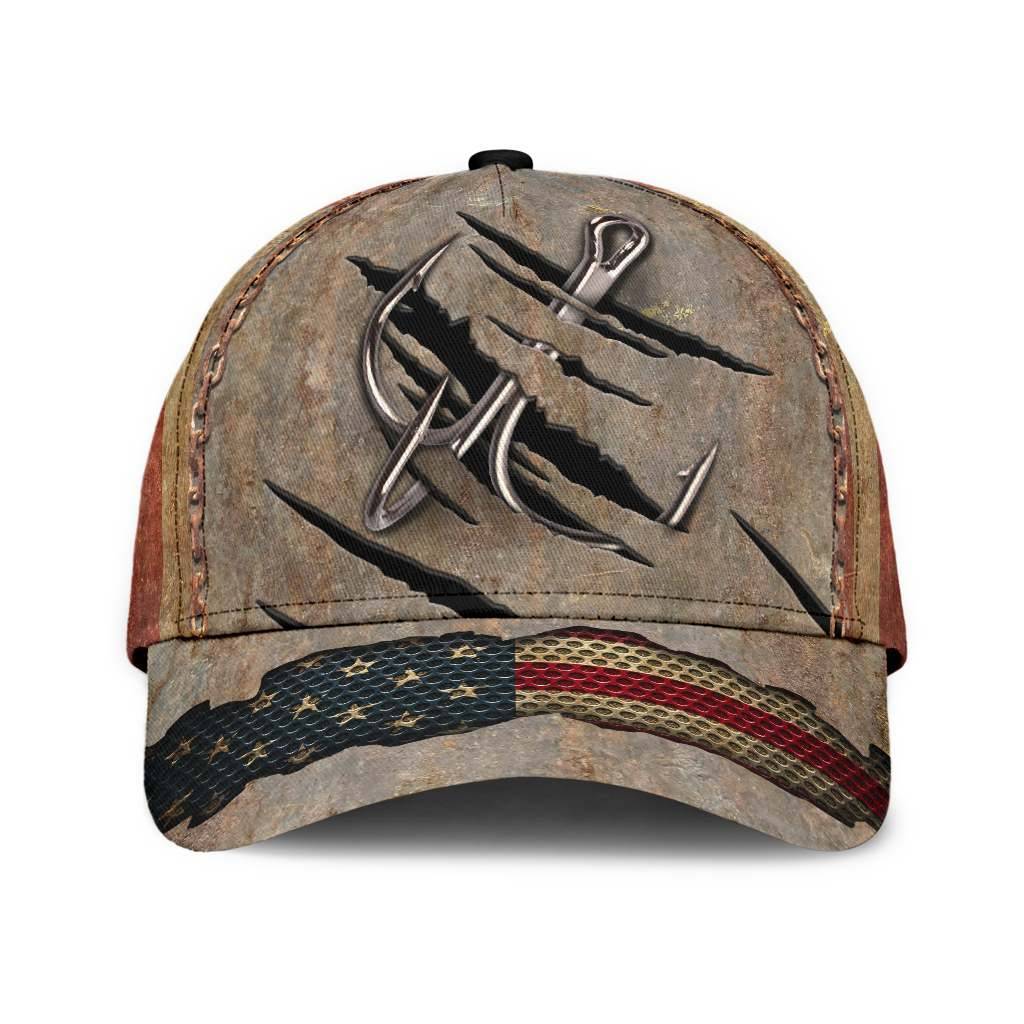 Cap with 3D Fish Hook Design for Hunting Enthusiasts