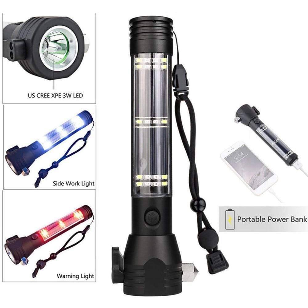 LED Emergency Flashlight with Solar Power - 6 Functions