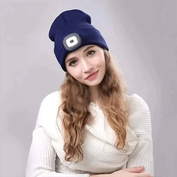 LED Beanie Hat with USB Rechargeable Light for Outdoor Use