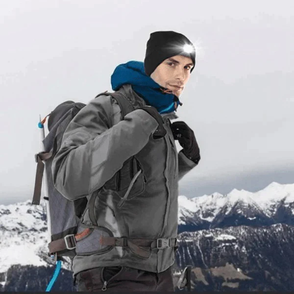 LED Beanie Hat with USB Rechargeable Light for Outdoor Use